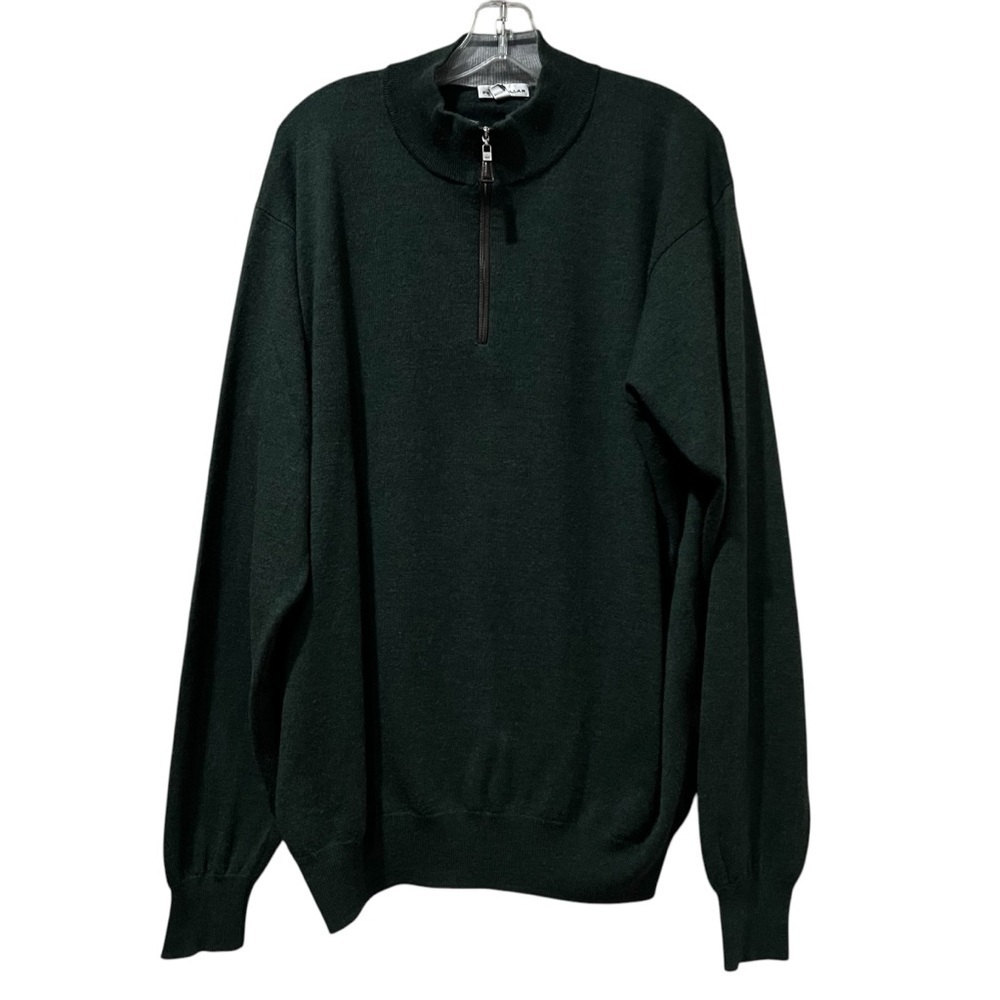 Peter Millar XXL Men’s Merino Wool Silk Blend Dark Green Quarter Zip Sweater R7